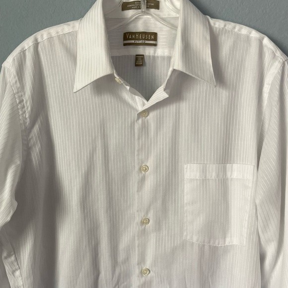 Van Heusen Wrinkle Free White Long Sleeve Button Front Shirt 15.5 32/33 - Picture 4 of 8